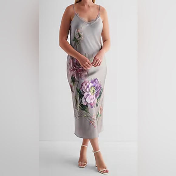 EXPRESS Satin Floral Dress 🪻🪷🌷 - Picture 1 of 11